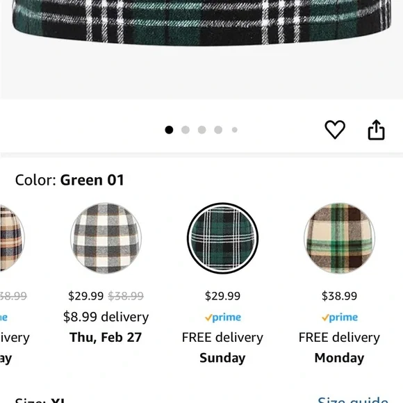 Green Plaid Wool Mini Skirt - Picture 5 of 6